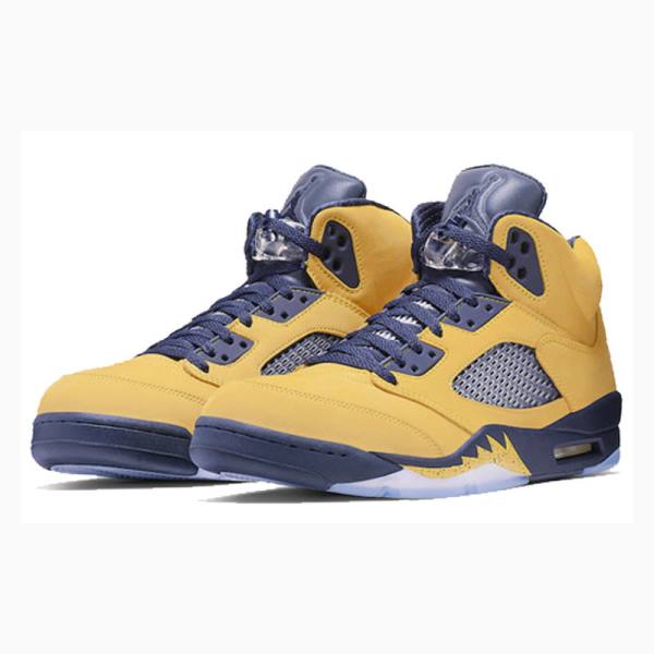 Yellow Nike Retro SE Michigan Basketball Shoes Men's Air Jordan 5 | JD-938PU