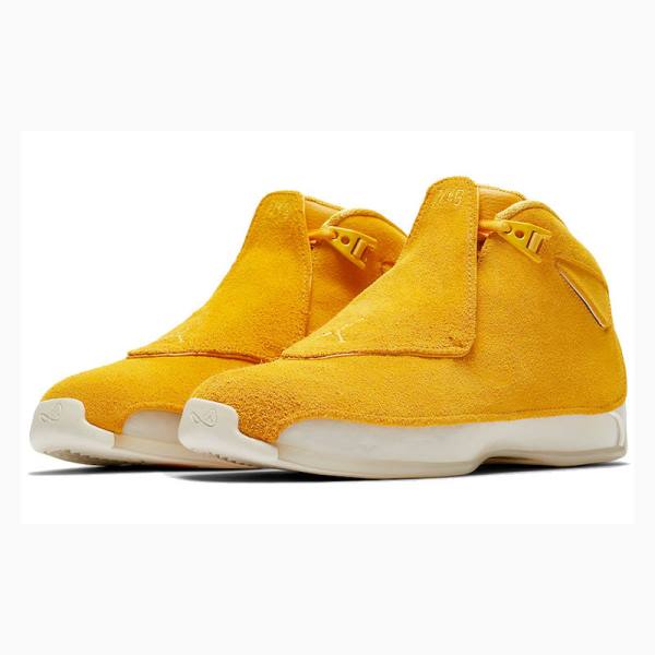 Yellow Nike Retro Suede Basketball Shoes Men's Air Jordan 18 | JD-087EX