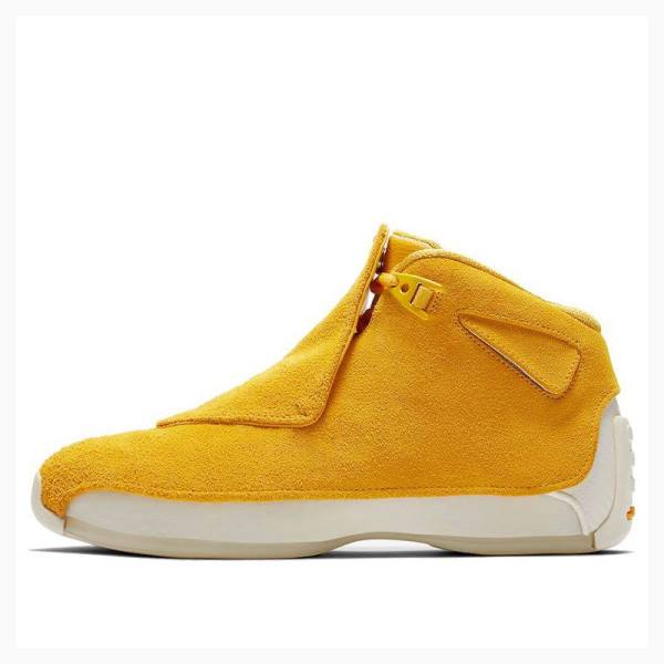 Yellow Nike Retro Suede Basketball Shoes Men\'s Air Jordan 18 | JD-087EX